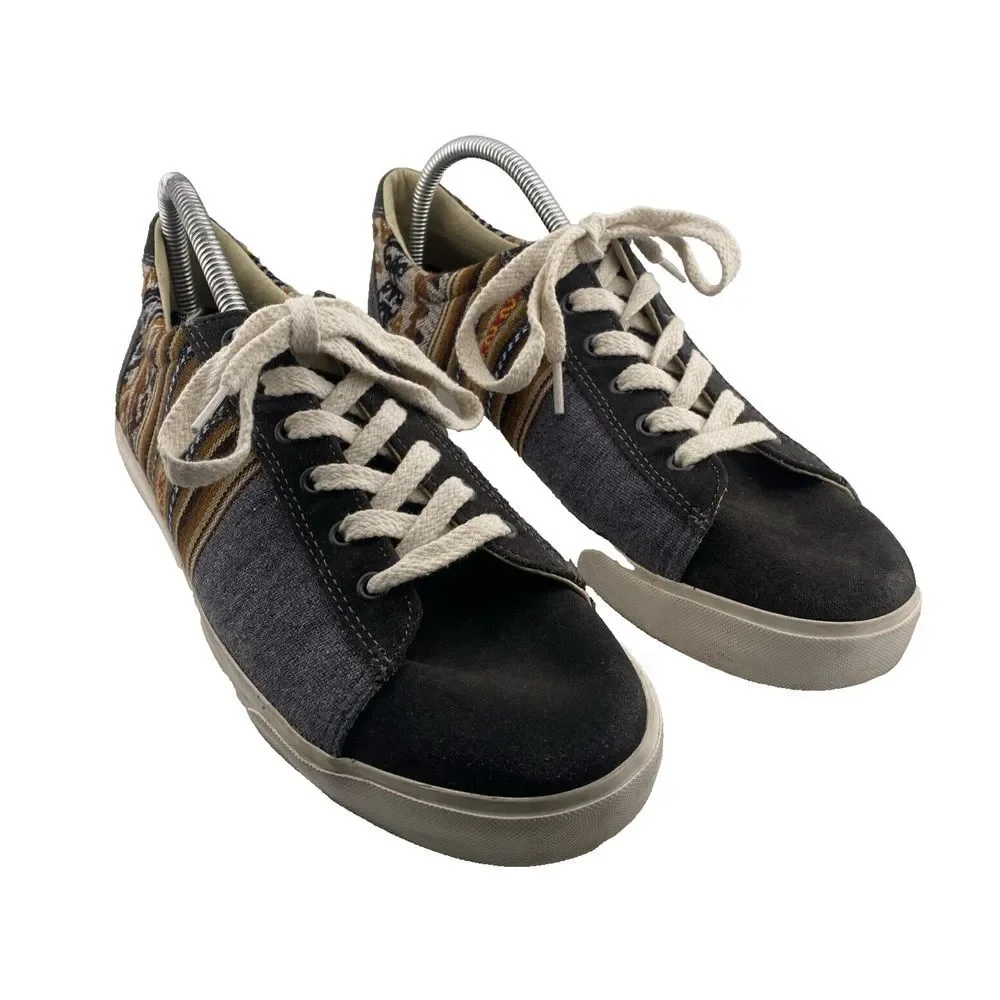 Inkkas  Canvas/Suede Sneakers Boho Native Aztec Gray Brown Mens 11 Womens 13‎